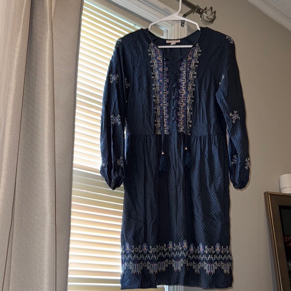 Knox Rose Blue and White Bishop Sleeve Sundress